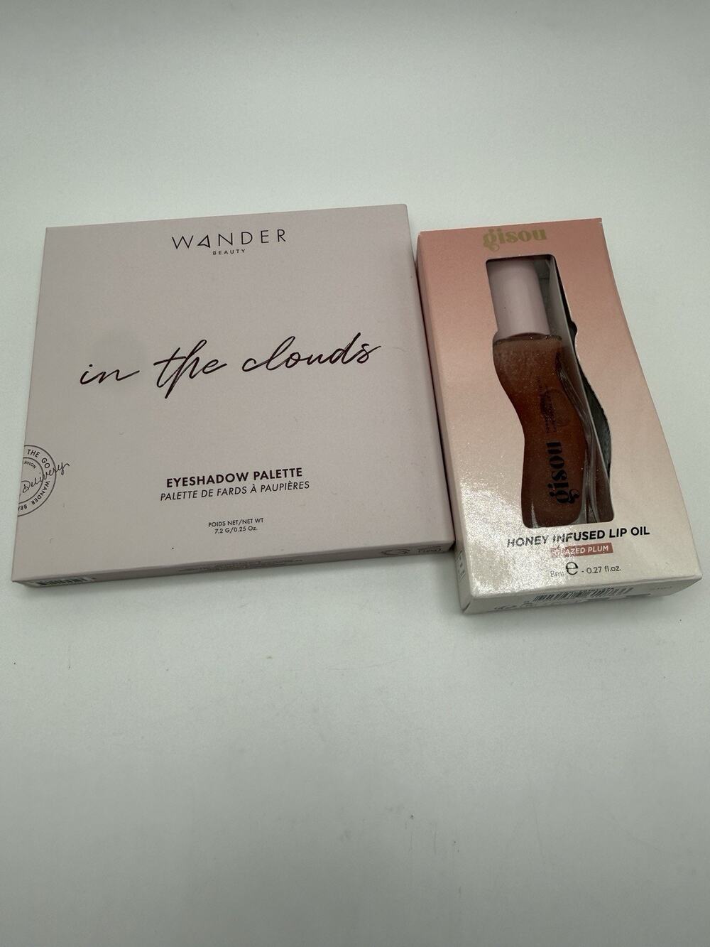 In The Clouds Wander Eyeshadow Palette Gisou Honey Infused Lip Oil GLAZED PLUM